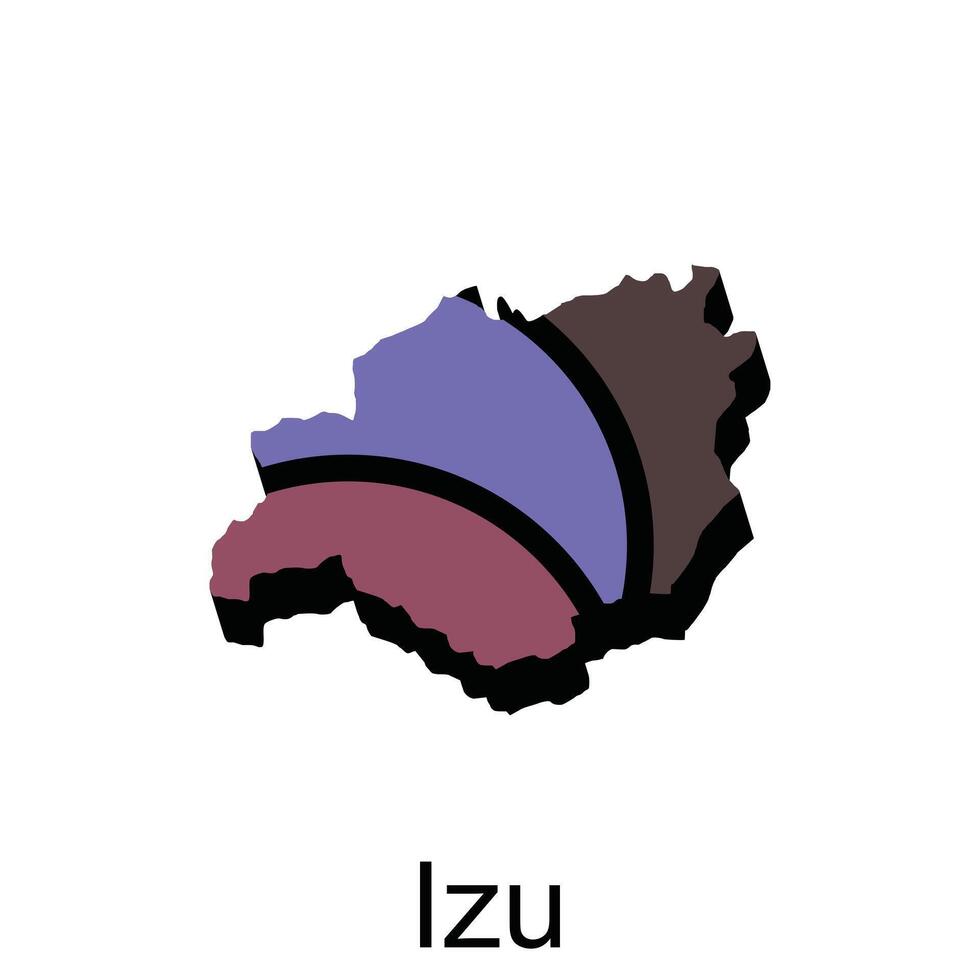Izu City map illustration, Prefecture Map Japan  designs concept, logos, logotype element for template. vector