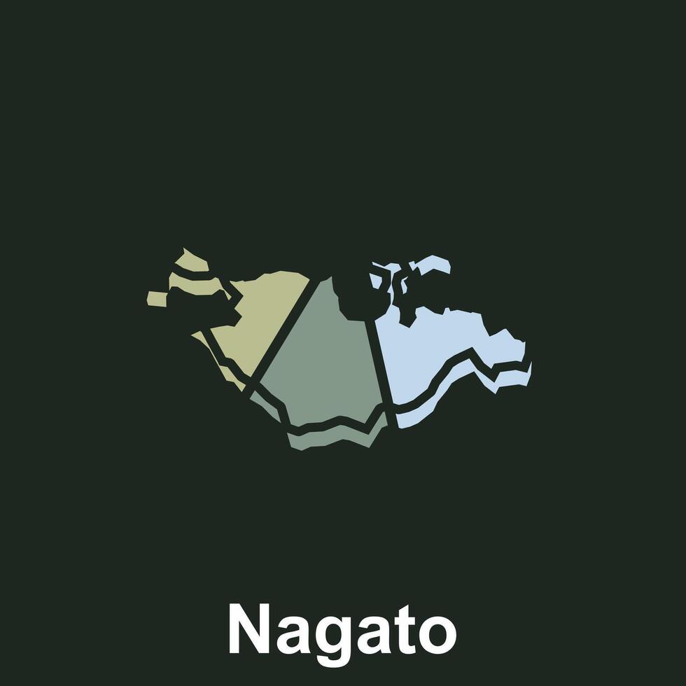 map of Nagato vector design template, national borders and important cities illustration