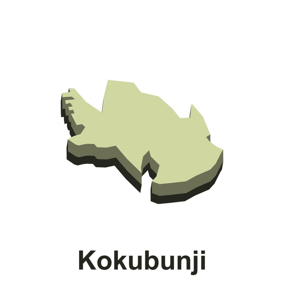 Map City of Kokubunji green contour color vector illustration
