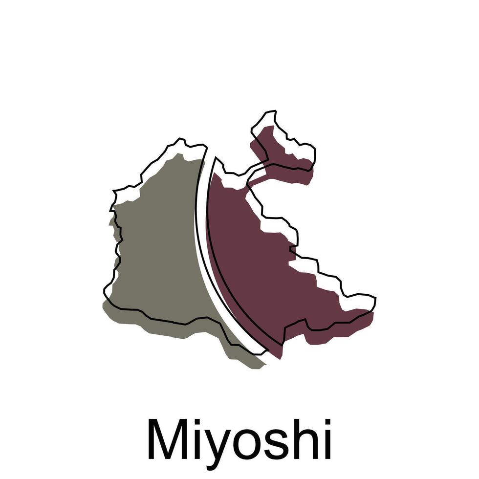 miyoshi ciudad alto detallado vector mapa de Japón prefectura, logotipo elemento para modelo