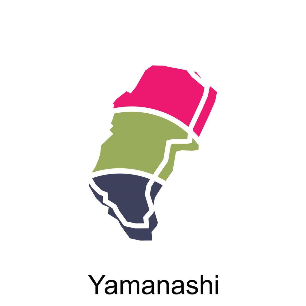 mapa de yamanashi vistoso diseño, regiones de el país. vector ilustración
