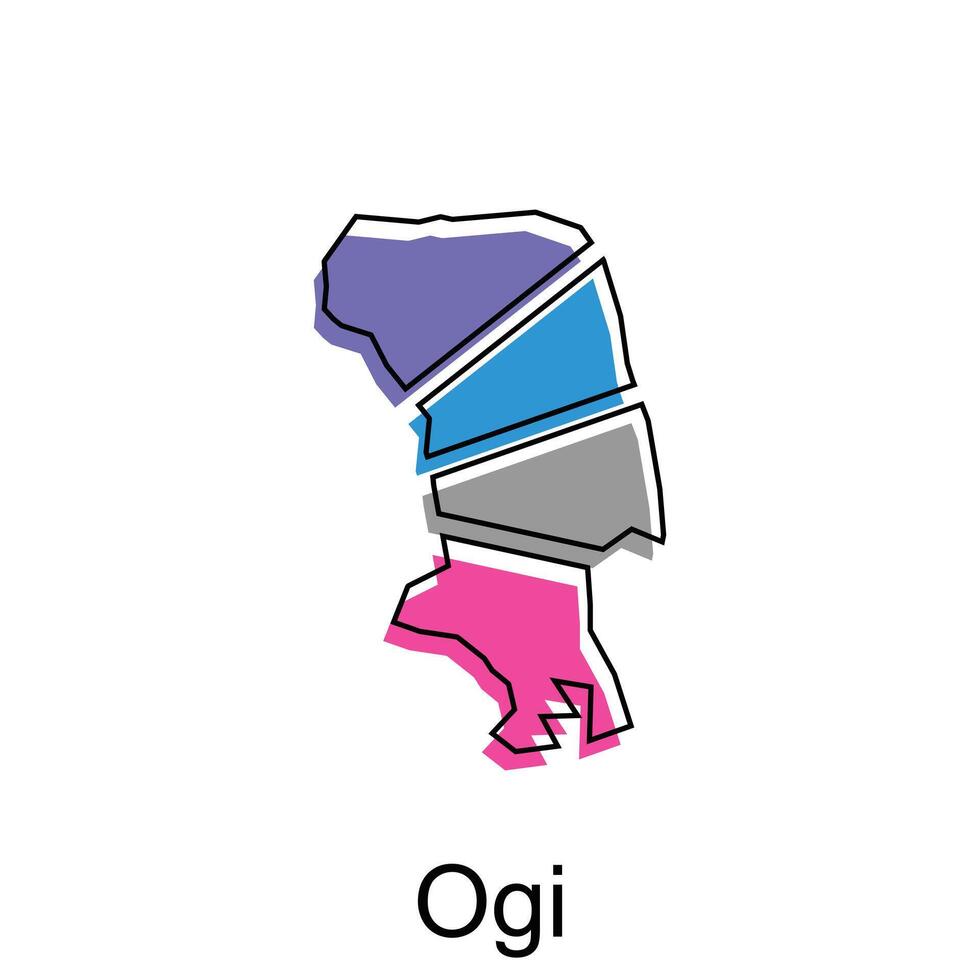 mapa de ogi prefectura, Japón, logotipo elemento para modelo. vector