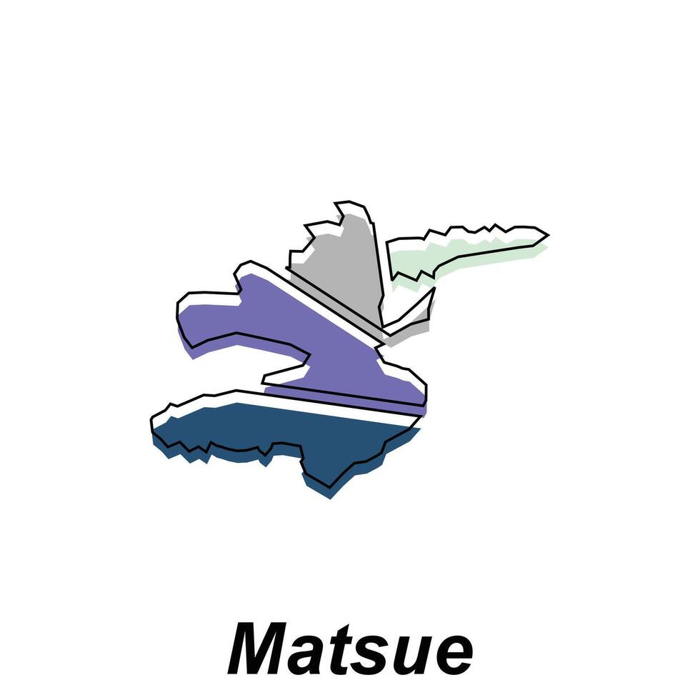 Matsue modern map with outline on white background vector