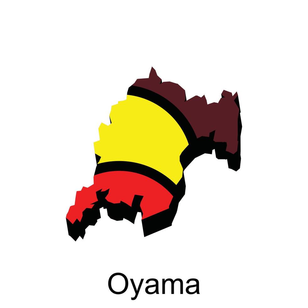 oyama ciudad mapa vector, frontera nombre y país de Japón prefectura ilustración modelo vector