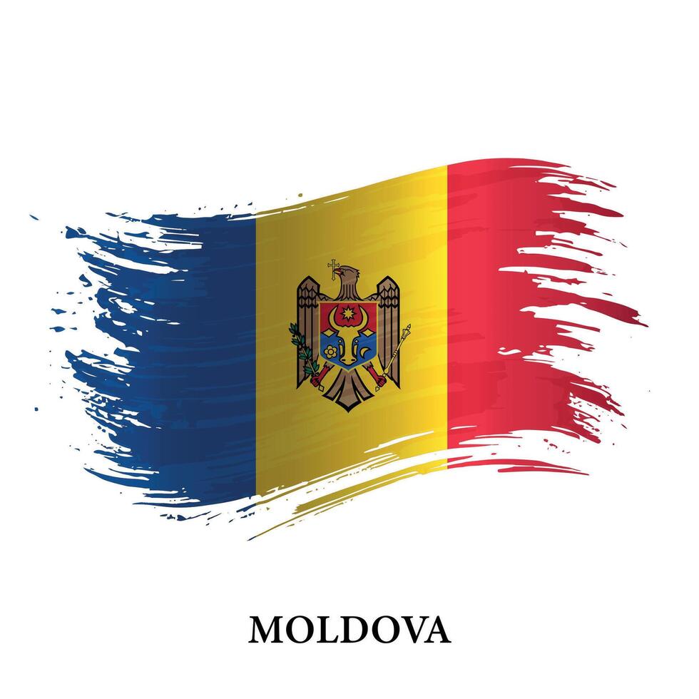 Grunge flag of Moldova, brush stroke vector