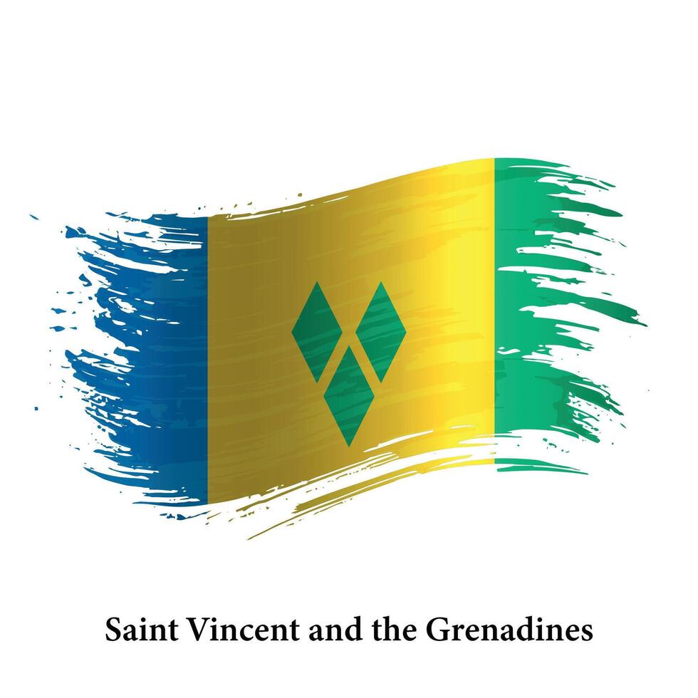 Grunge flag of Saint Vincent and the Grenadines, brush stroke vector