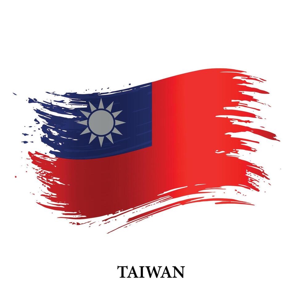 Grunge flag of Taiwan, brush stroke background vector