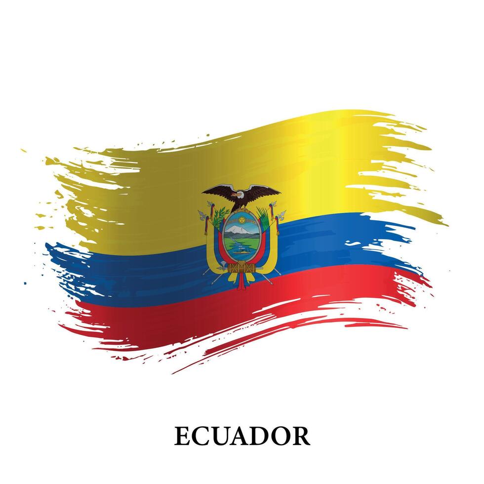 grunge bandera de Ecuador, cepillo carrera vector