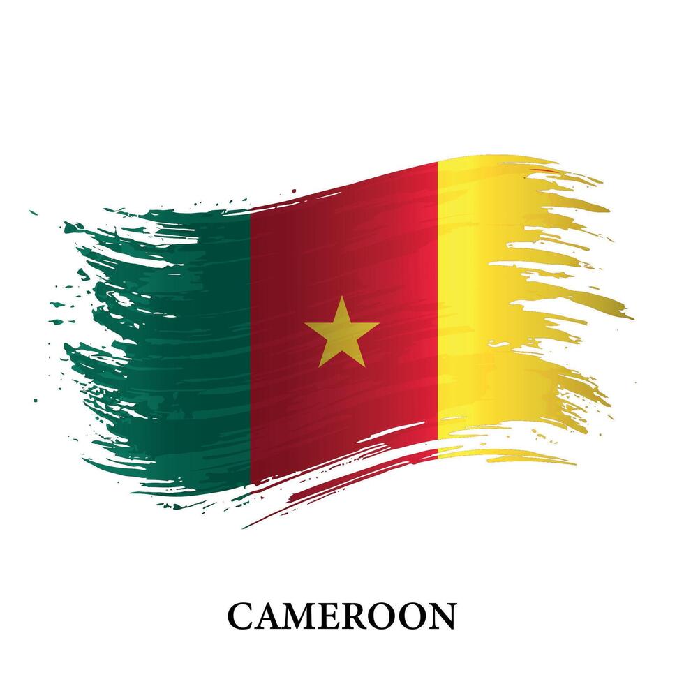 Grunge flag of Cameroon, brush stroke vector