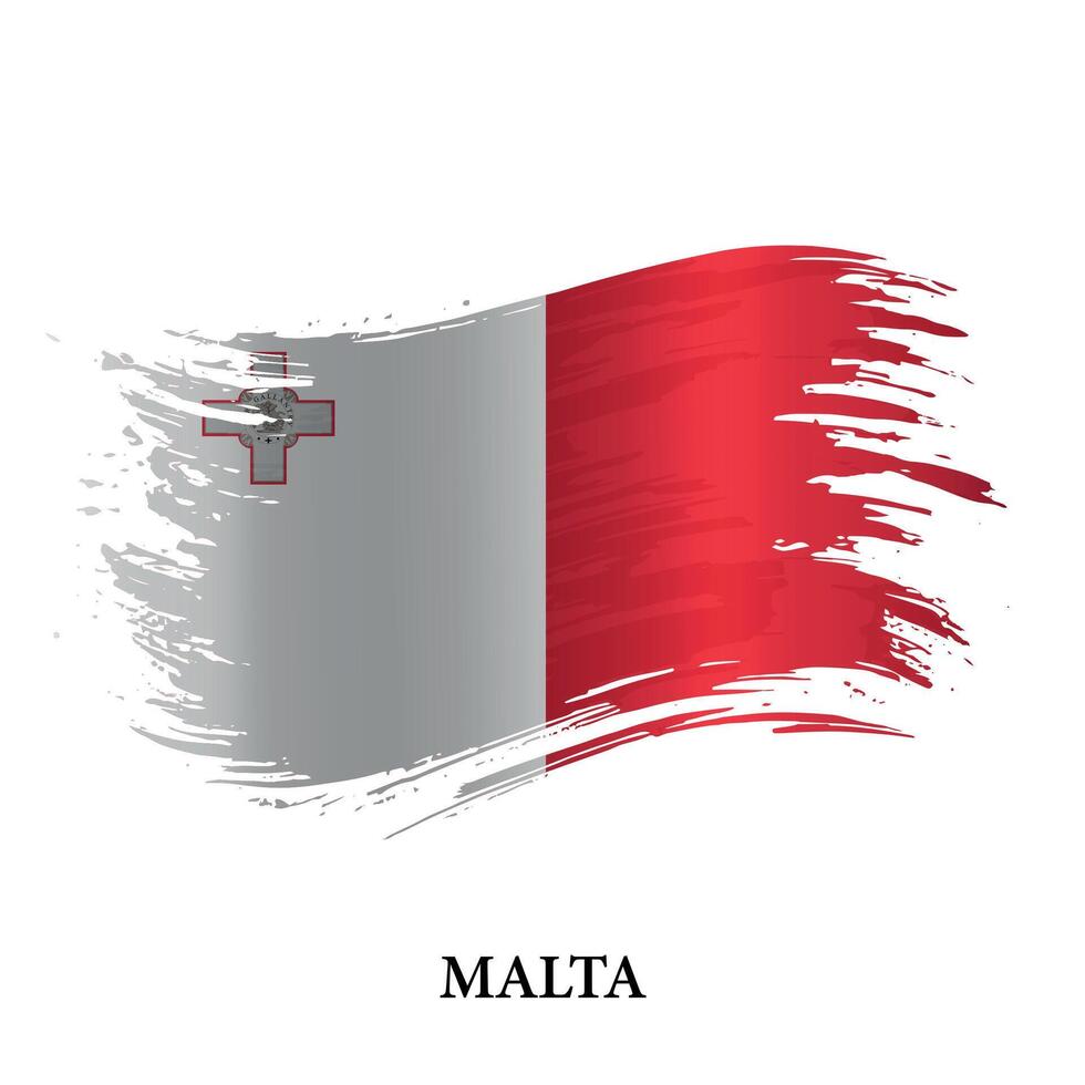 grunge bandera de Malta, cepillo carrera vector