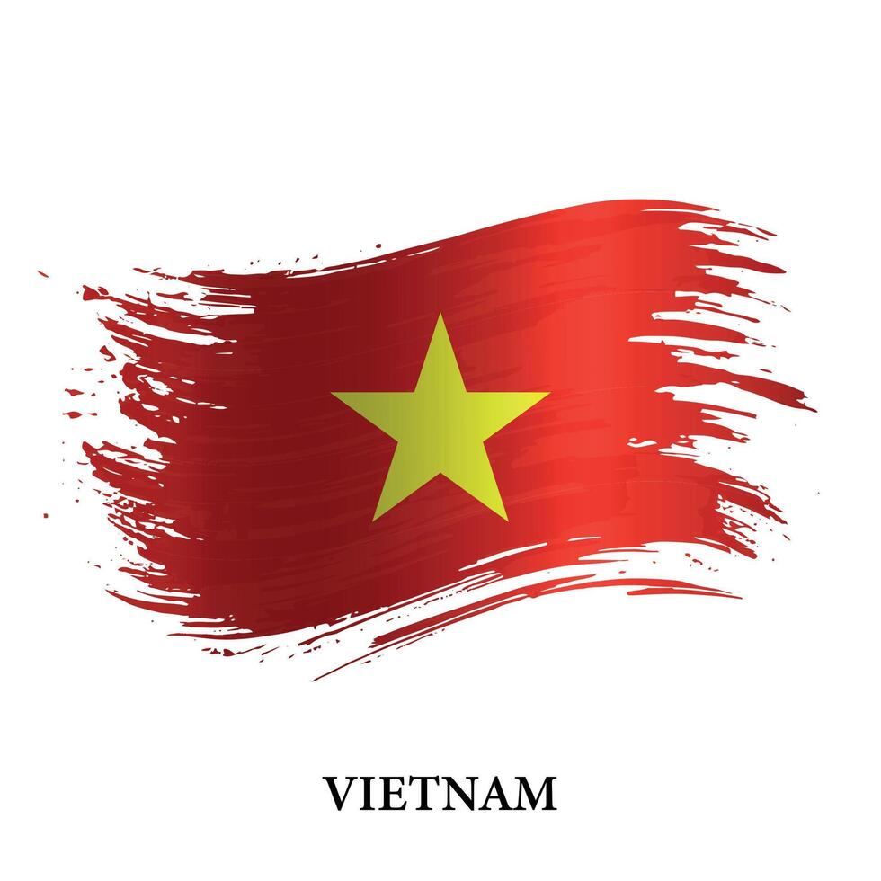 Grunge flag of Vietnam, brush stroke background vector