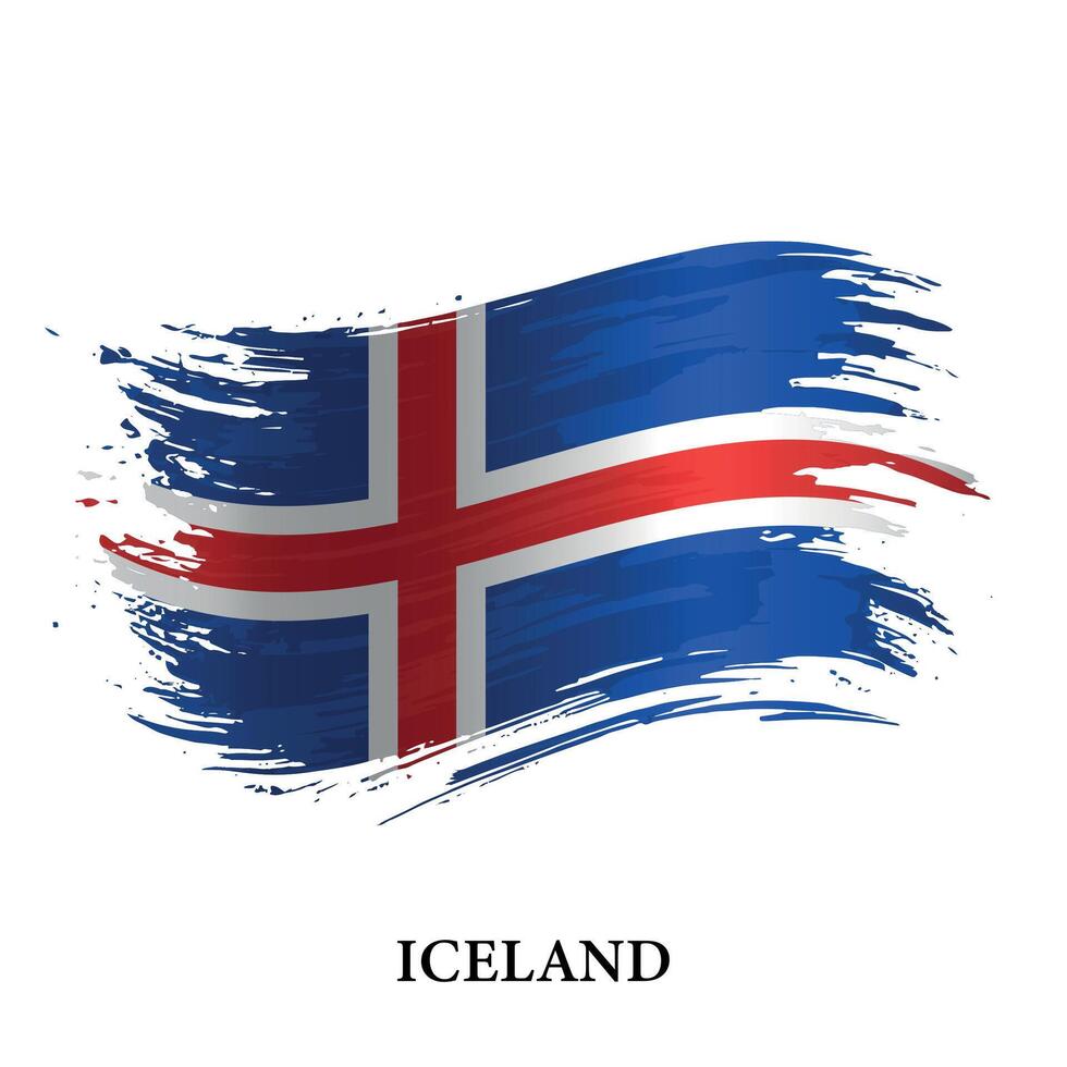 Grunge flag of Iceland, brush stroke vector