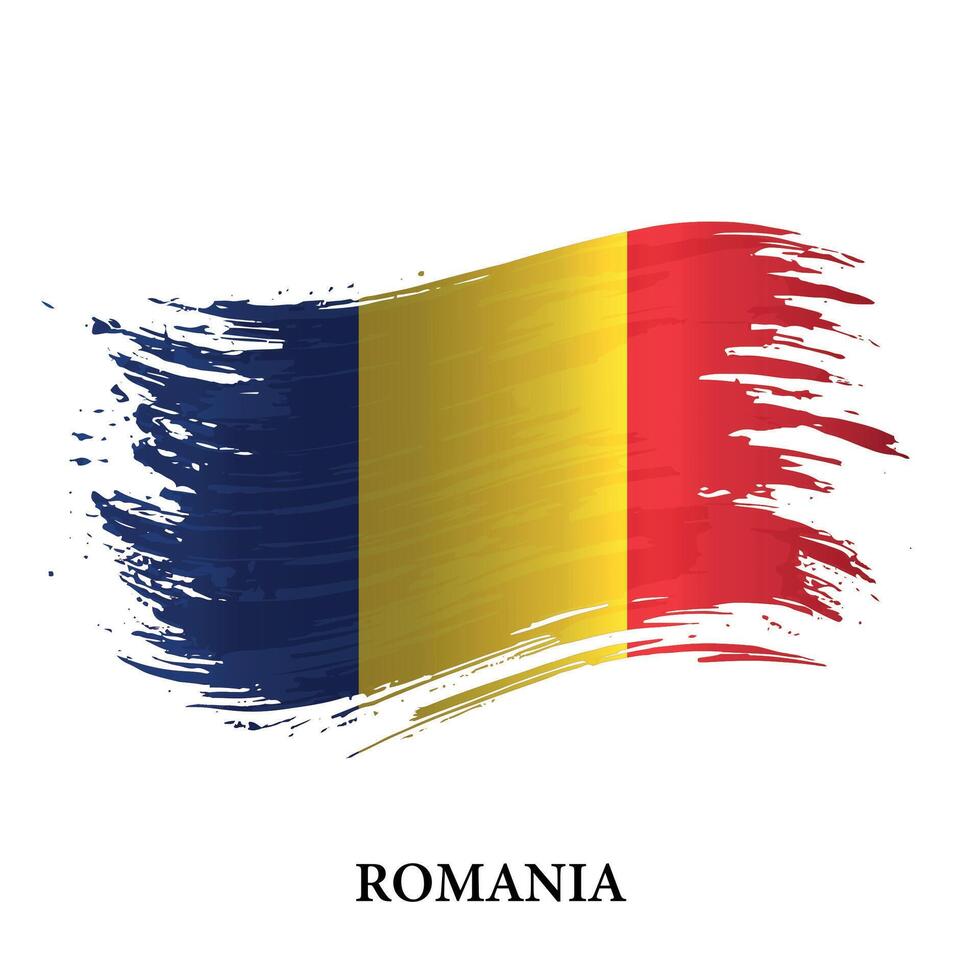 Grunge flag of Romania, brush stroke vector