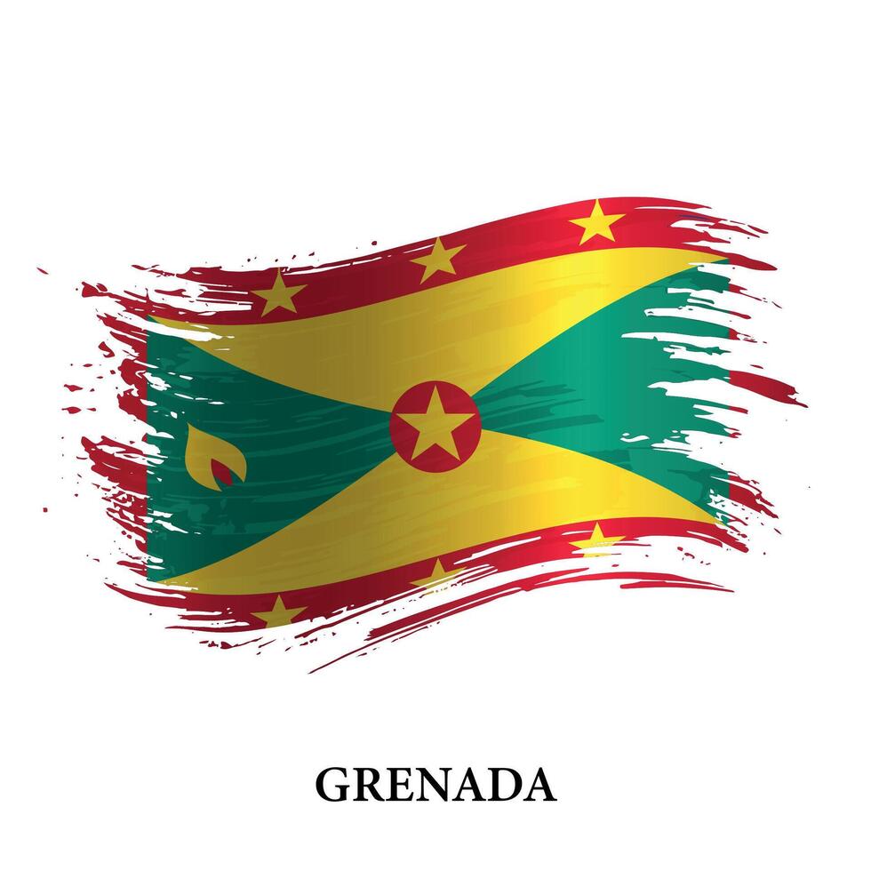grunge bandera de Granada, cepillo carrera vector