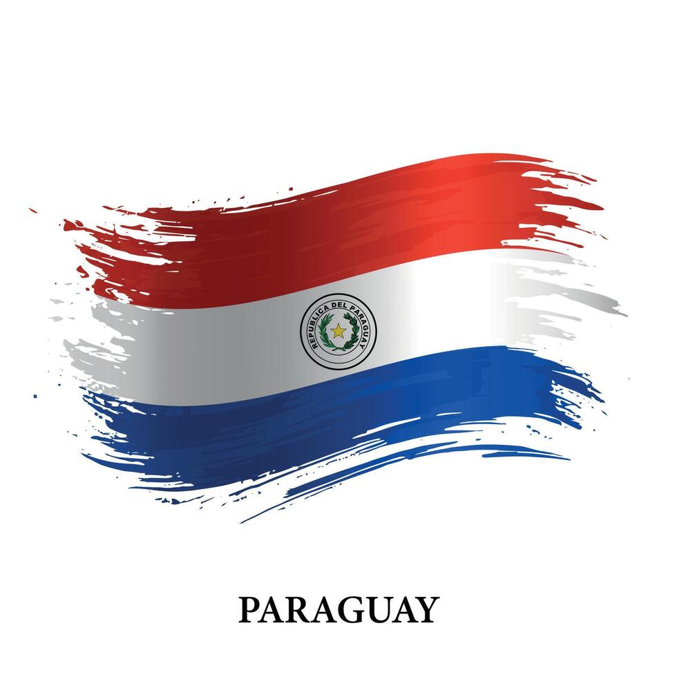 grunge bandera de paraguay, cepillo carrera vector