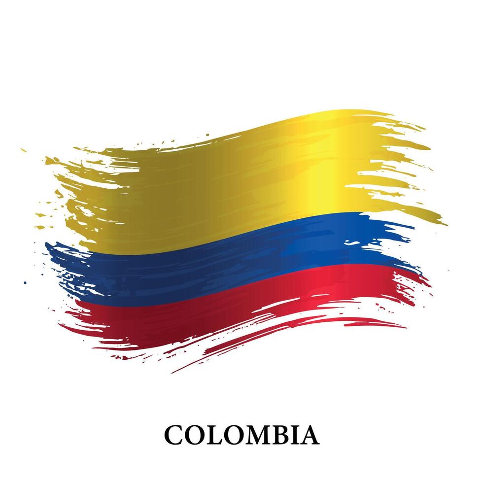 Grunge flag of Colombia, brush stroke vector