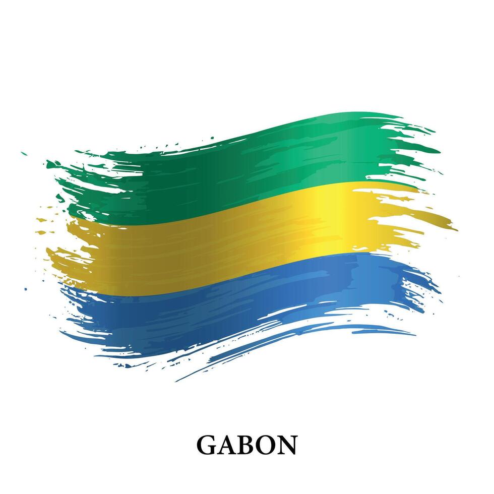 grunge bandera de Gabón, cepillo carrera vector