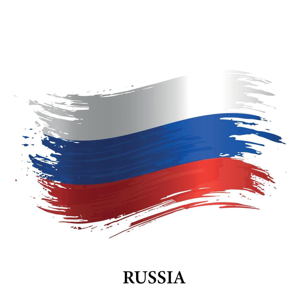 Grunge flag of Russia, brush stroke vector