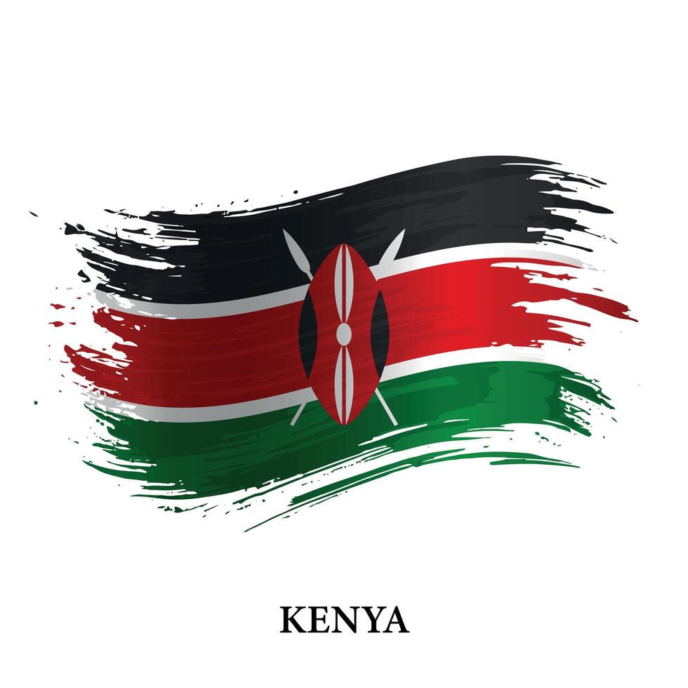 Grunge flag of Kenya, brush stroke vector