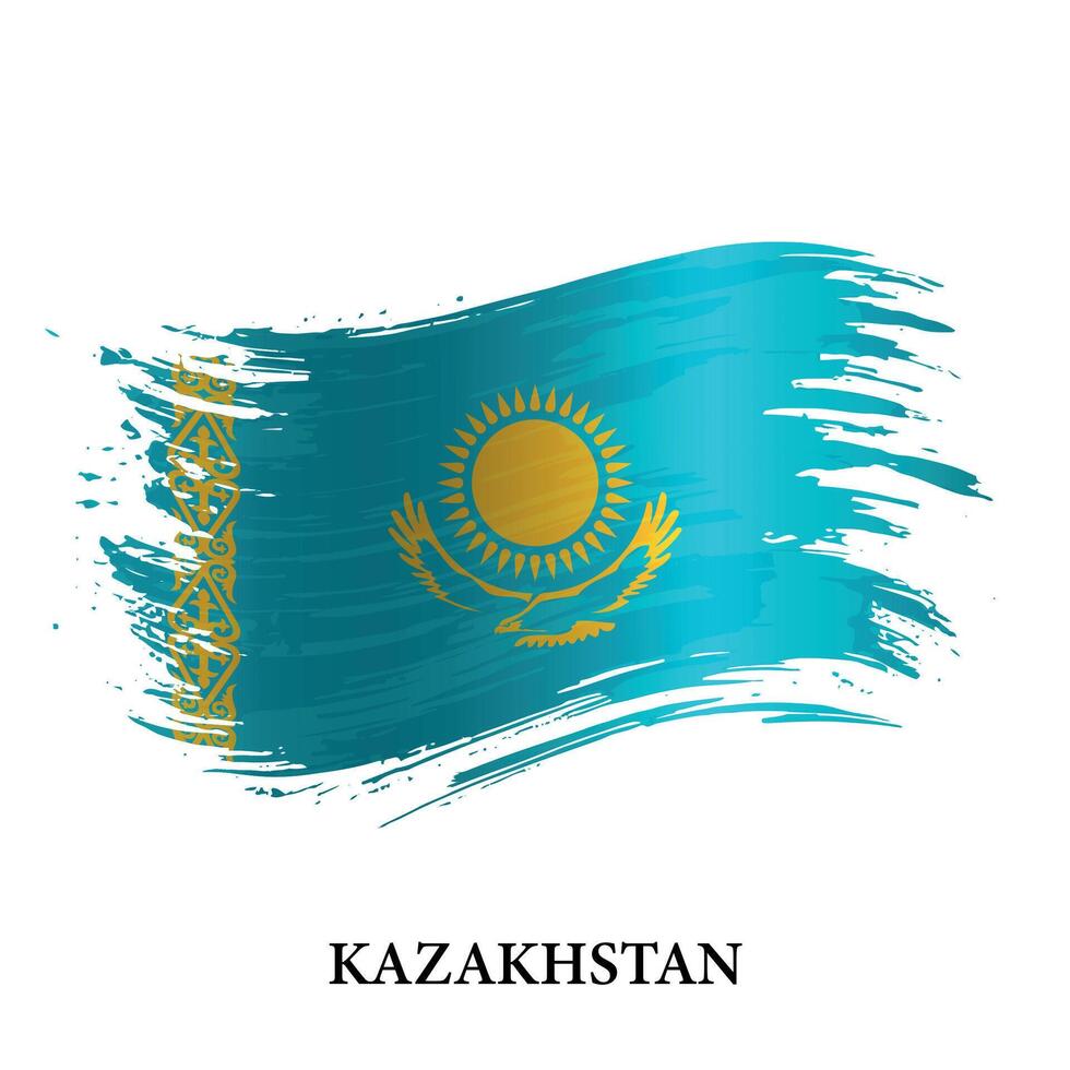 grunge bandera de kazajstán, cepillo carrera vector