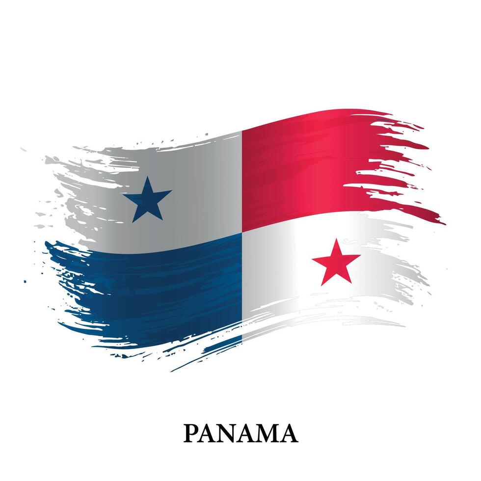 Grunge flag of Panama, brush stroke vector