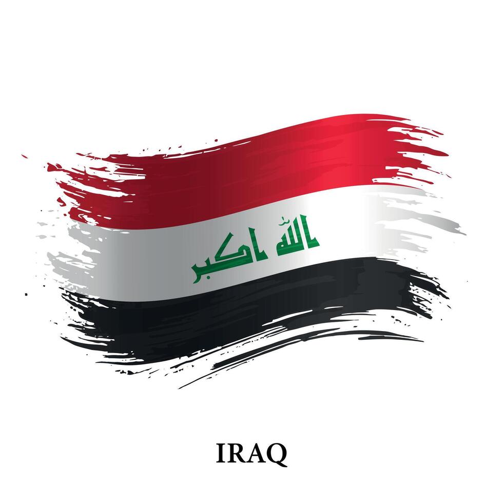 Grunge flag of Iraq, brush stroke background vector