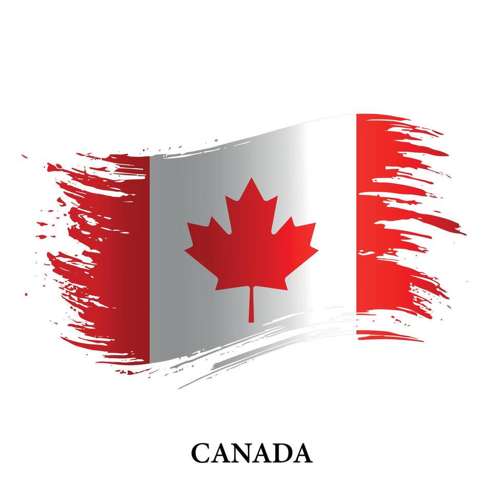 grunge bandera de Canadá, cepillo carrera vector