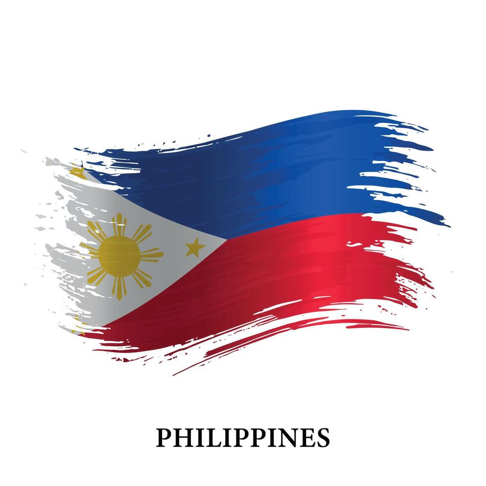 Grunge flag of Philippines, brush stroke background vector