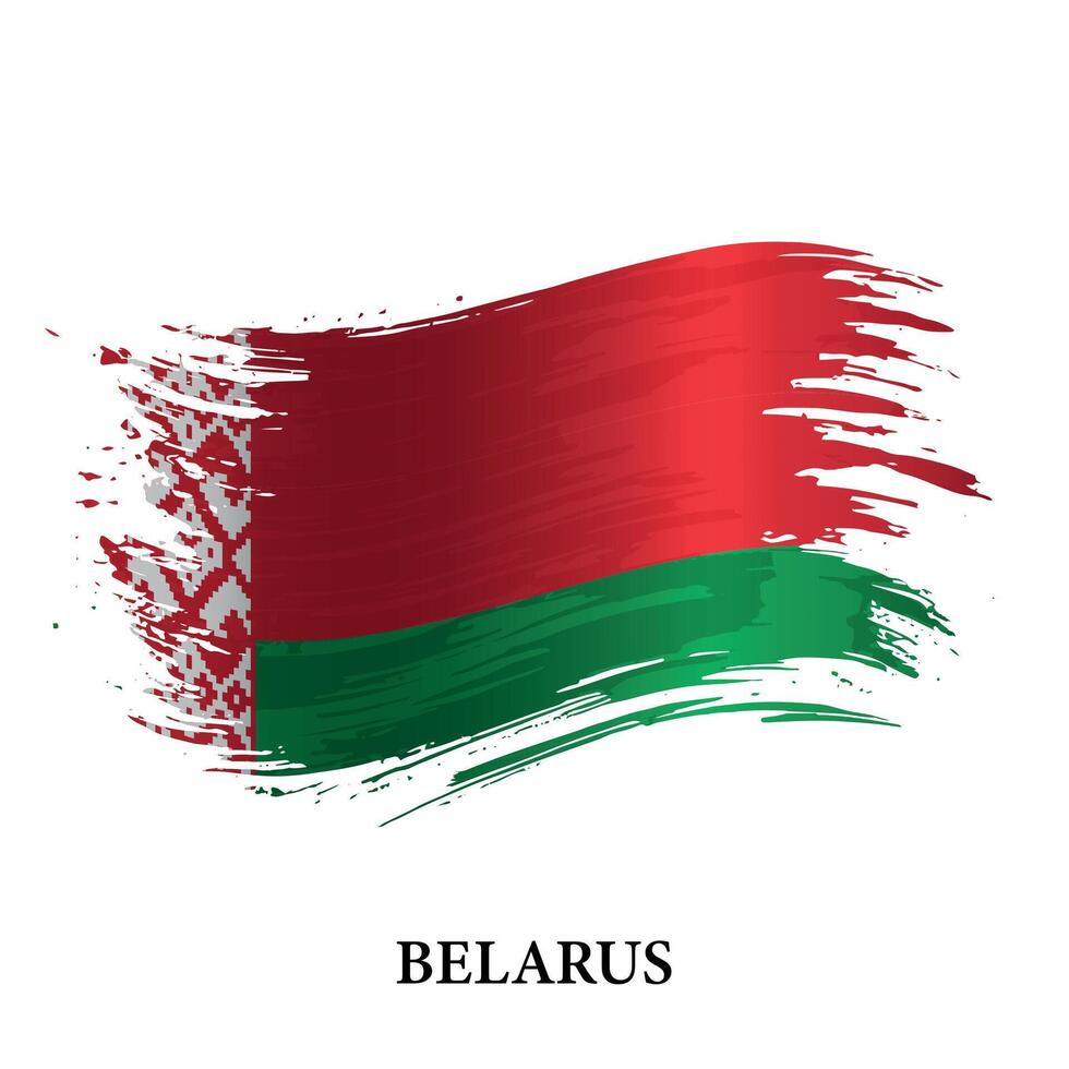 Grunge flag of Belarus, brush stroke vector