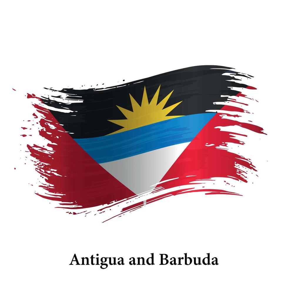 Grunge flag of Antigua and Barbuda, brush stroke vector