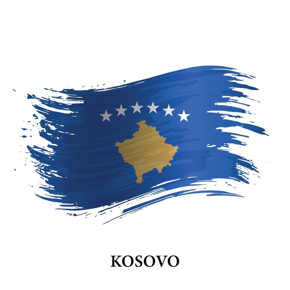 Grunge flag of Kosovo, brush stroke vector