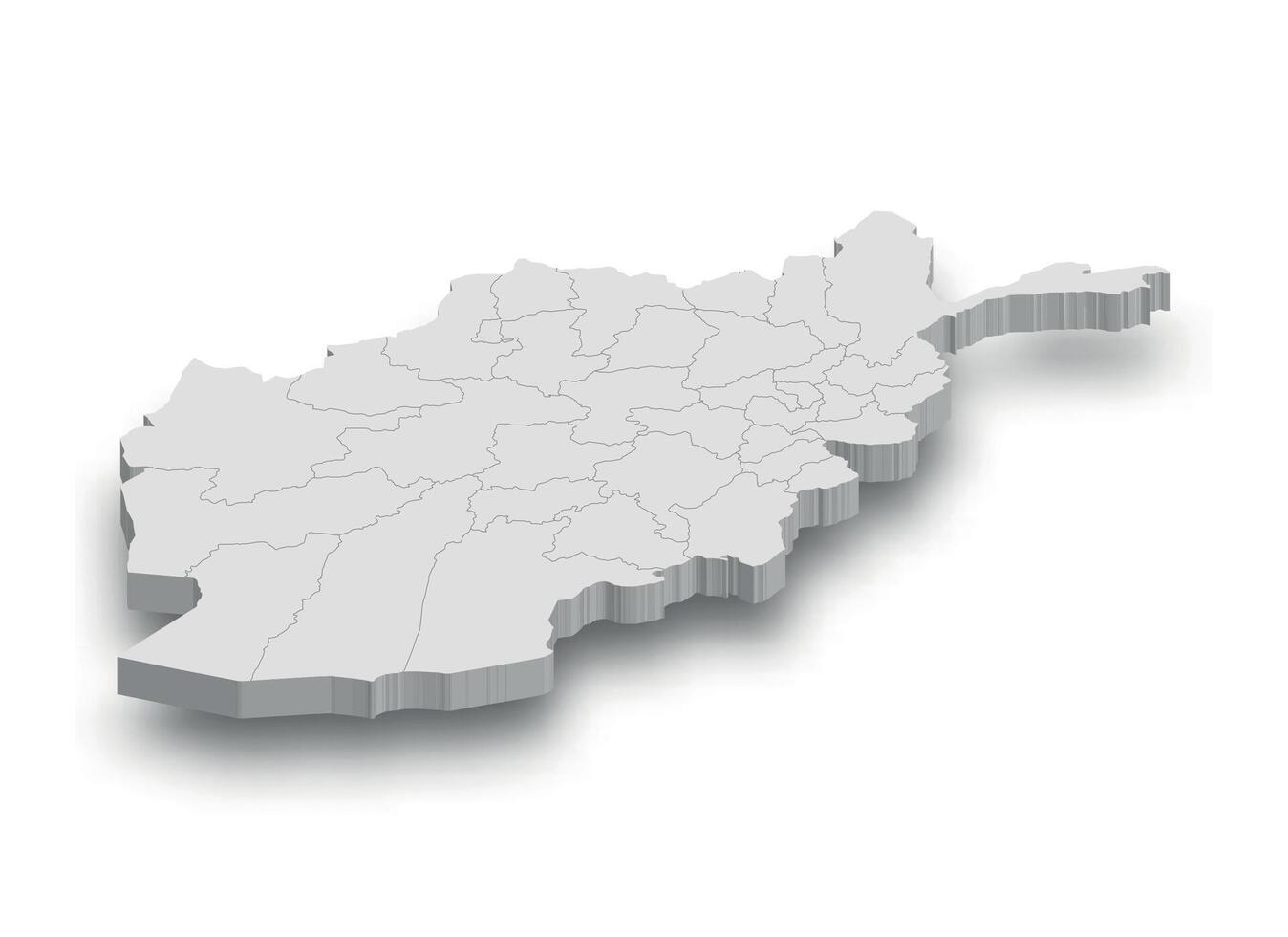 3d Afghanistan white map with regions isolated vector