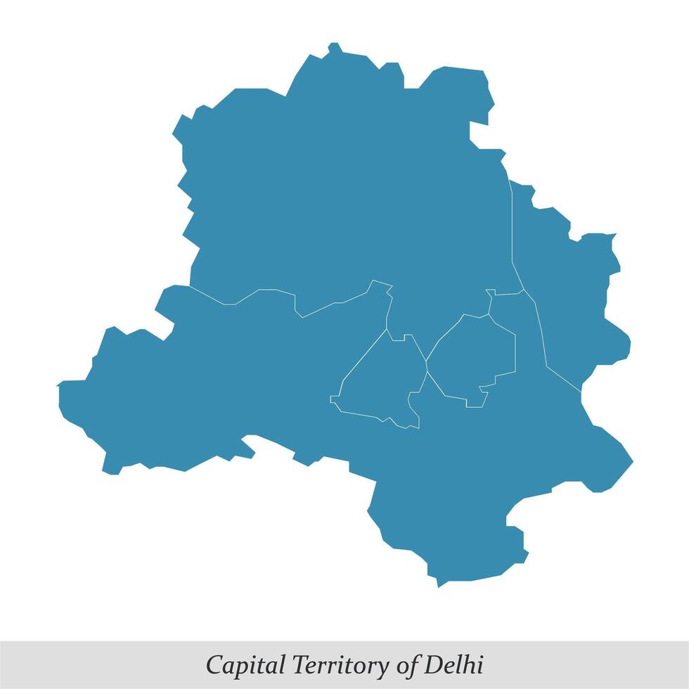 mapa de Delhi es un Unión territorio de India con distritos vector