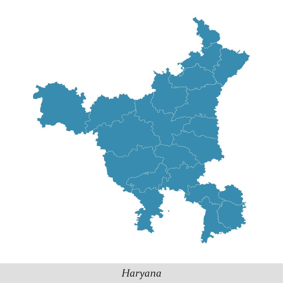 mapa de haryana es un estado de India con distritos vector