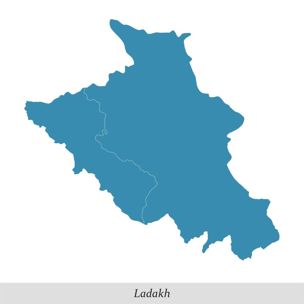 mapa de ladakh es un Unión territorio de India con distritos vector