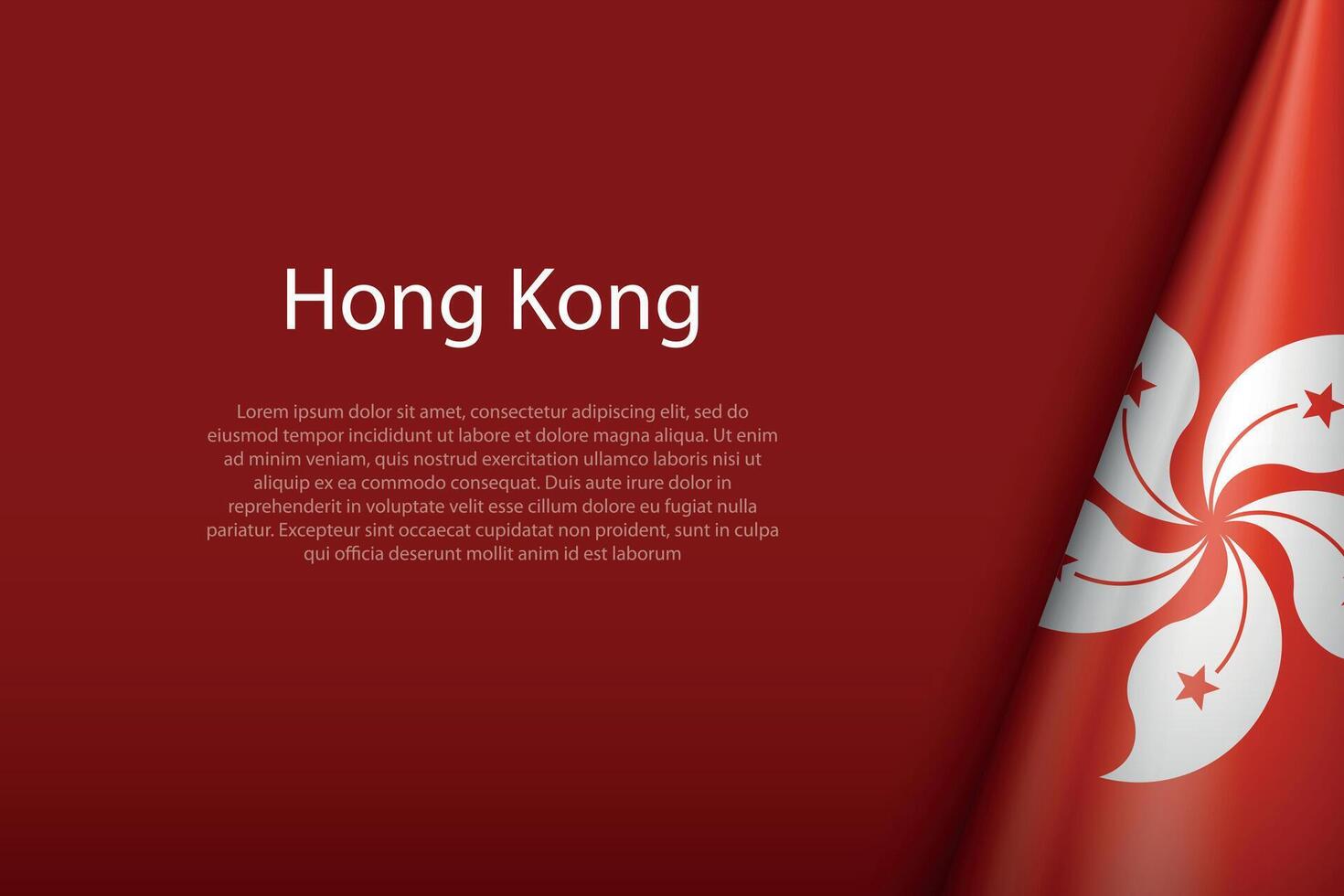 Hong Kong national flag isolated on background with copyspace vector