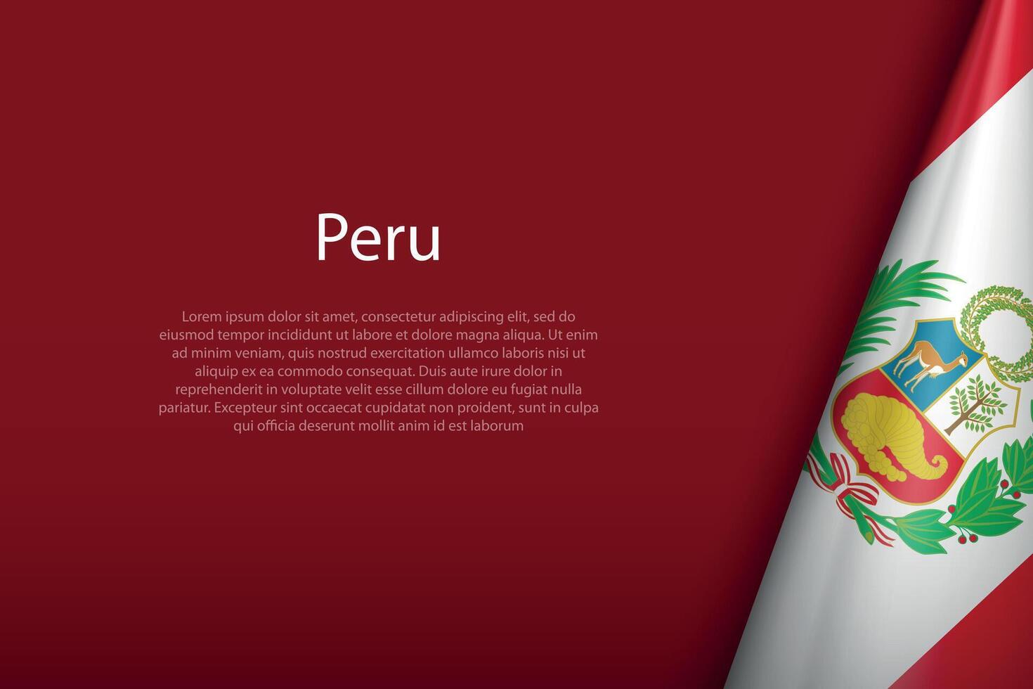 Peru national flag isolated on background with copyspace vector