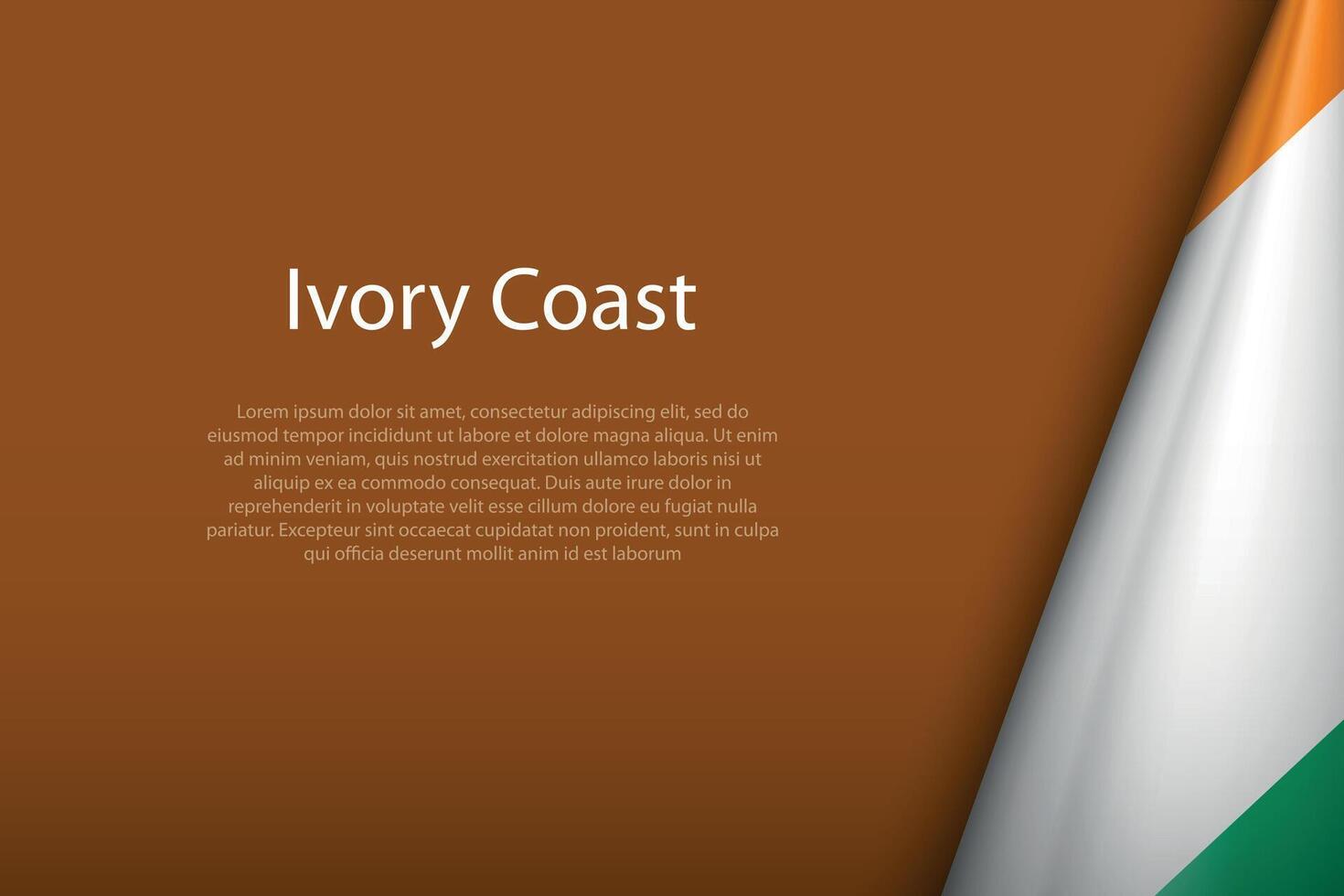 Ivory Coast national flag isolated on background with copyspace vector