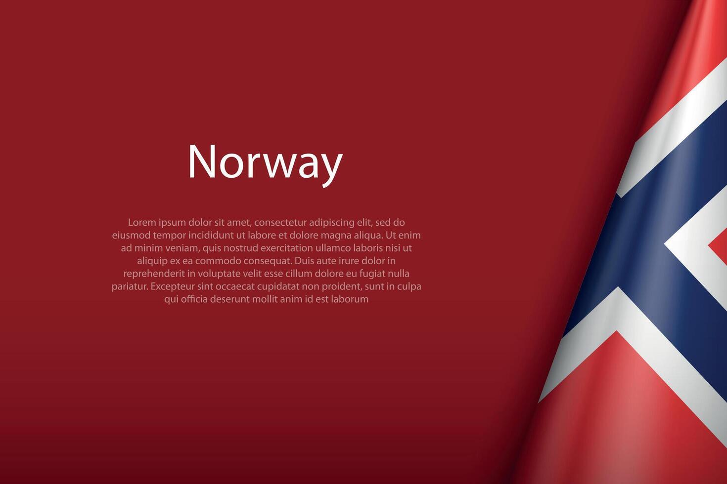 Norway national flag isolated on background with copyspace vector