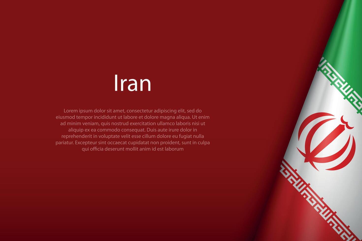 Iran national flag isolated on background with copyspace vector