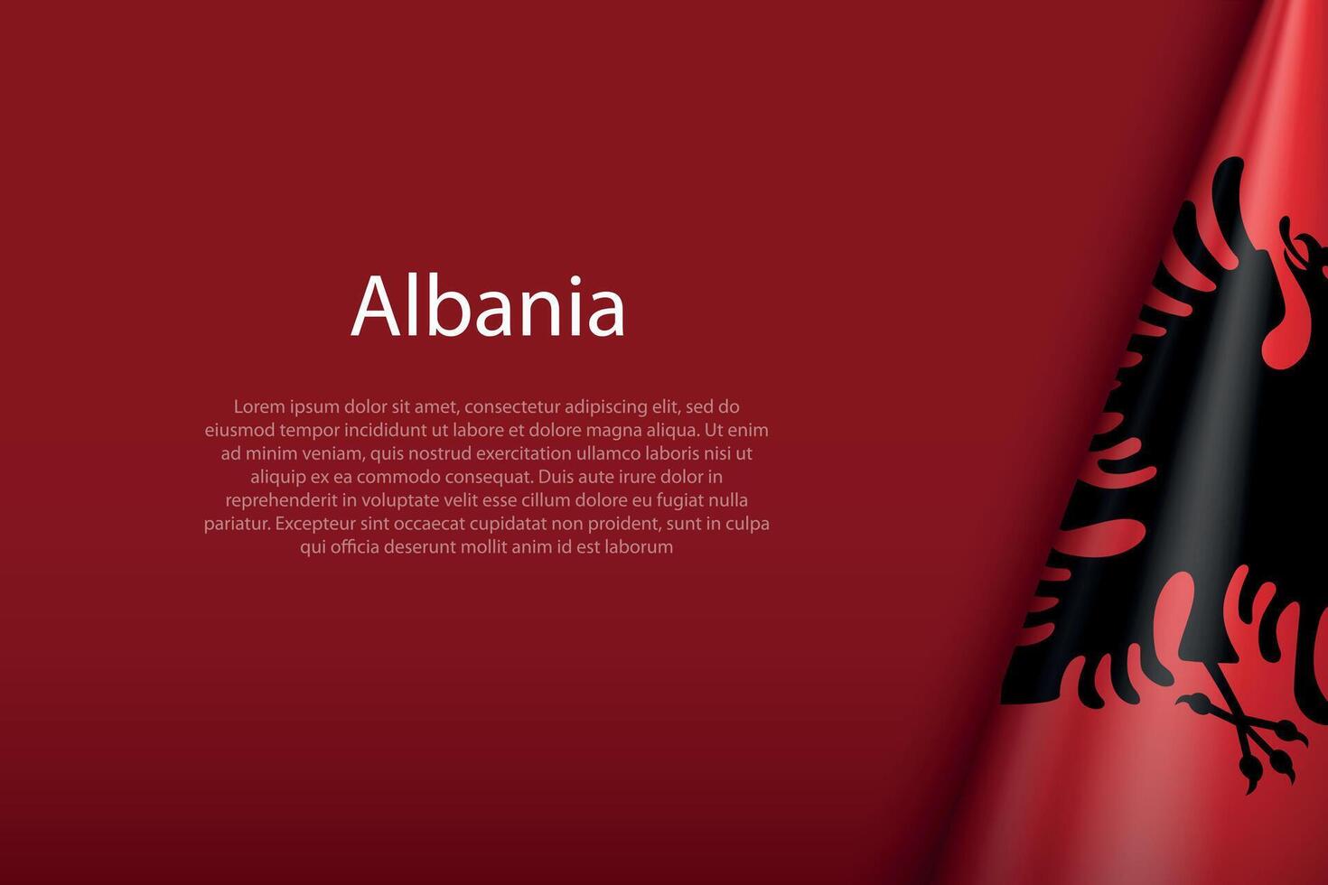 National flag Albania isolated on background with copyspace vector