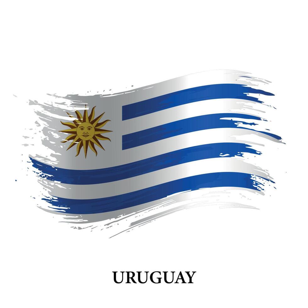 Grunge flag of Uruguay, brush stroke vector