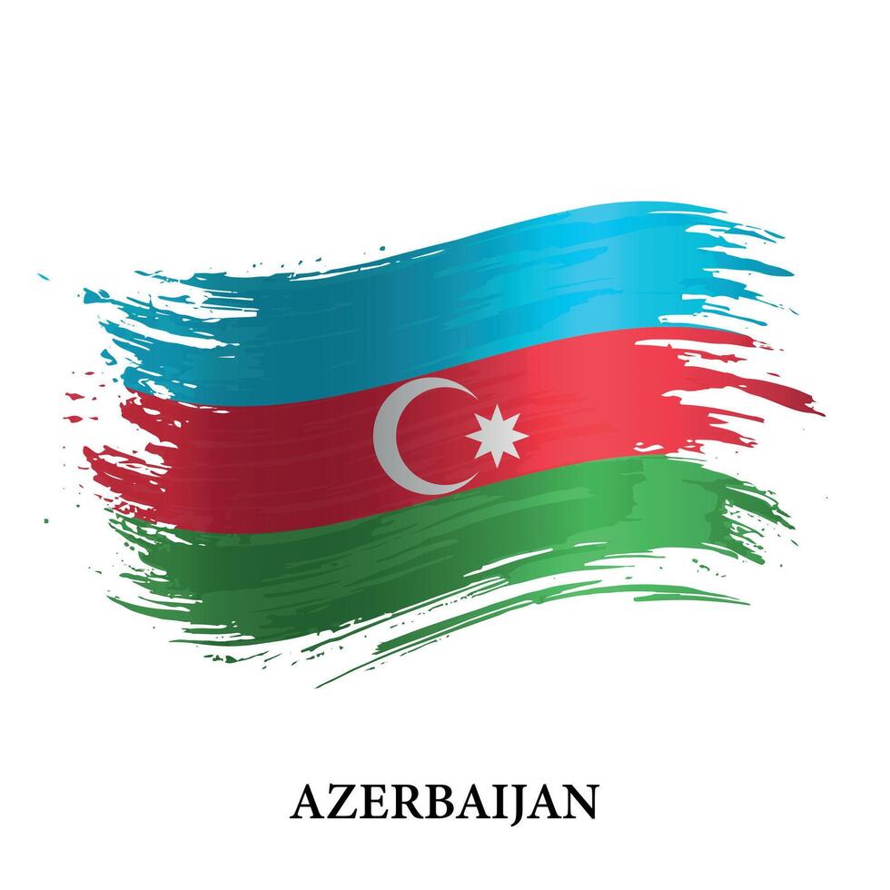 Grunge flag of Azerbaijan, brush stroke vector