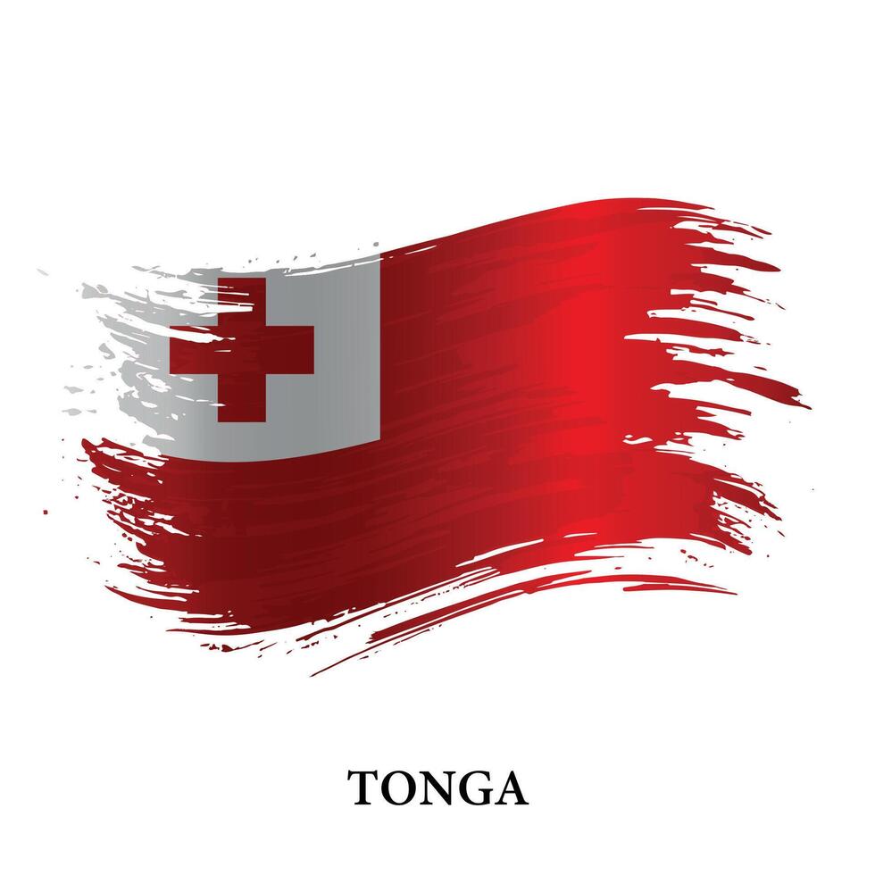 Grunge flag of Tonga, brush stroke vector