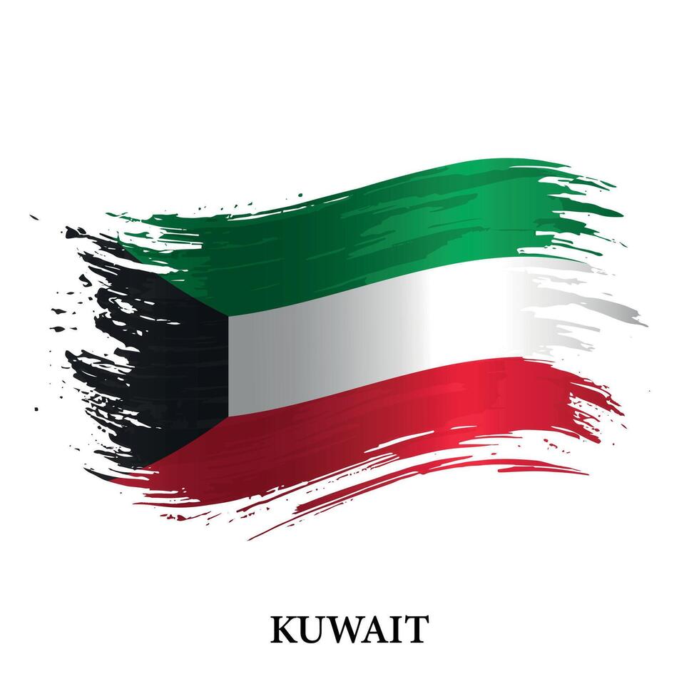 grunge bandera de Kuwait, cepillo carrera antecedentes vector