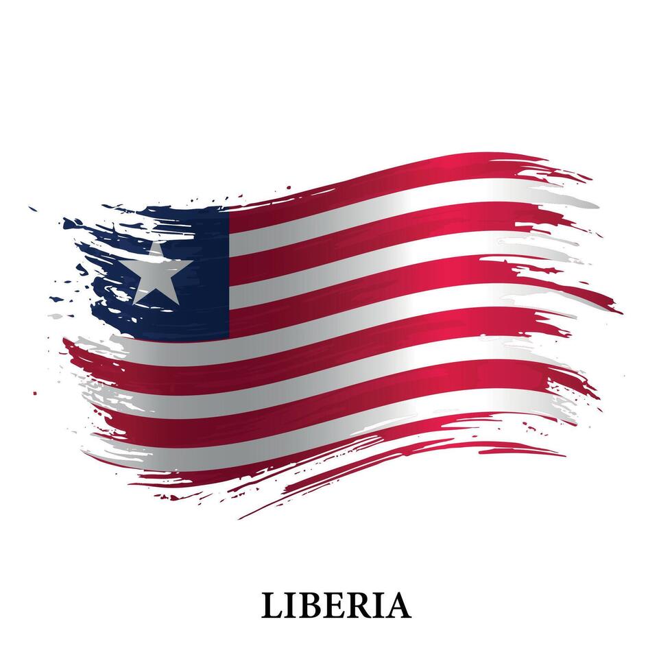 Grunge flag of Liberia, brush stroke vector