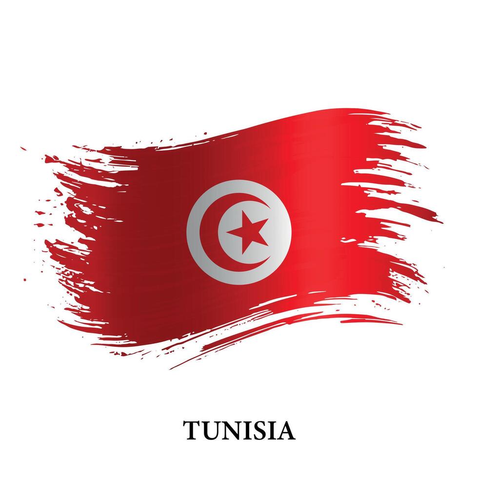 Grunge flag of Tunisia, brush stroke vector