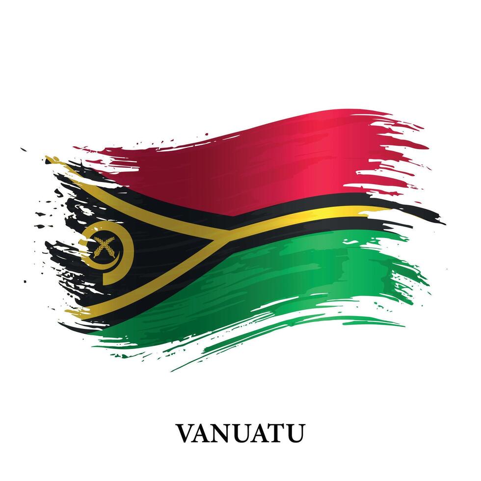 grunge bandera de vanuatu, cepillo carrera vector