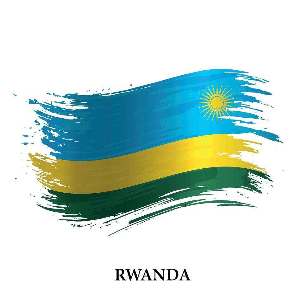 Grunge flag of Rwanda, brush stroke vector