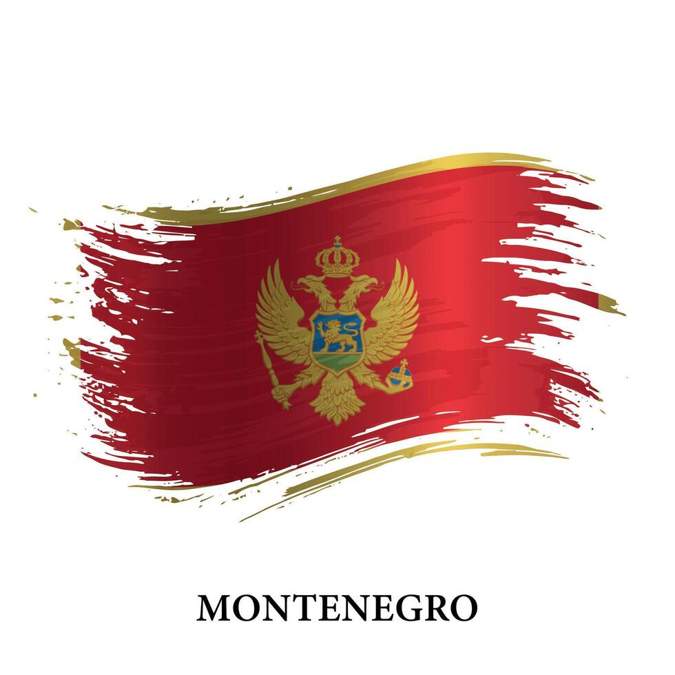 Grunge flag of Montenegro, brush stroke vector